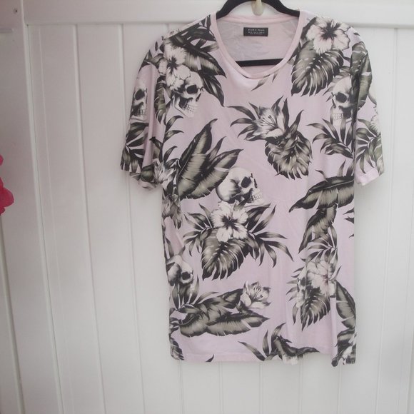 Zara Other - Zara Man Hawaiian Print with Skulls Pink XL